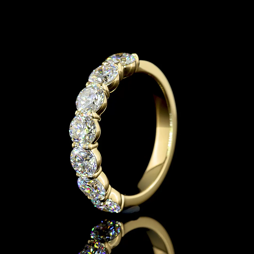 2.12 Cts 14k Yellow Gold Round Shape 7 Stones Eternity Band - Image 4
