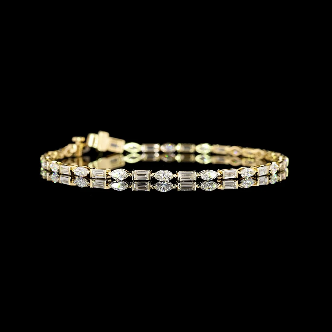 3.61 Cts 14k Yellow Gold Mix Shape Tennis Bracelet - Video