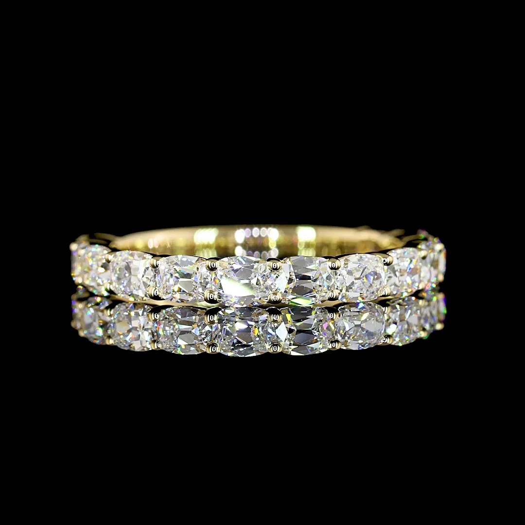 1.38 Cts 14k Yellow Gold Antique Cushion Shape 3/4 Band Eternity Band - Video