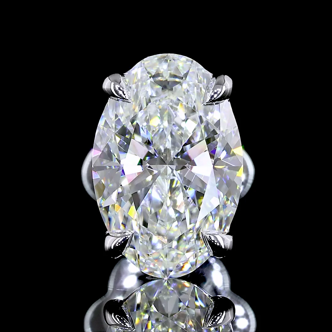 2.55 Cts 14k White Gold Oval Shape Studs Earring - Image 2