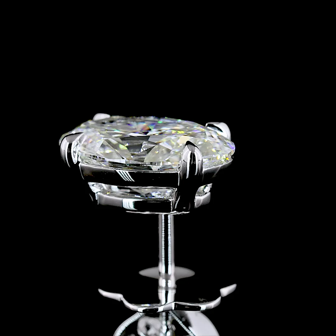 2.55 Cts 14k White Gold Oval Shape Studs Earring - Image 4