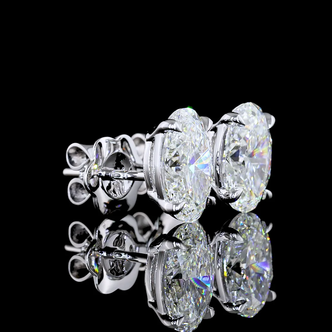 2.55 Cts 14k White Gold Oval Shape Studs Earring - Video