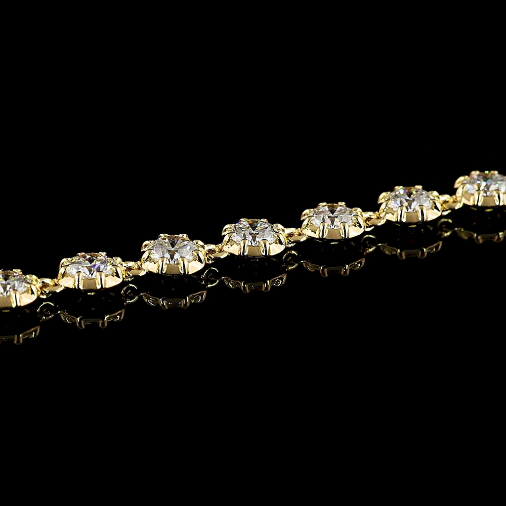3.82 Cts 18k Yellow Gold Round Shape Tennis Bracelet - Image 2
