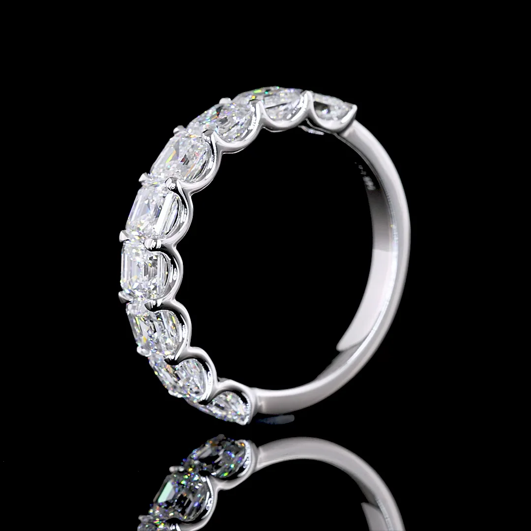 2.78 Cts 14k White Gold Asscher Shape Half Eternity Eternity Band - Image 4