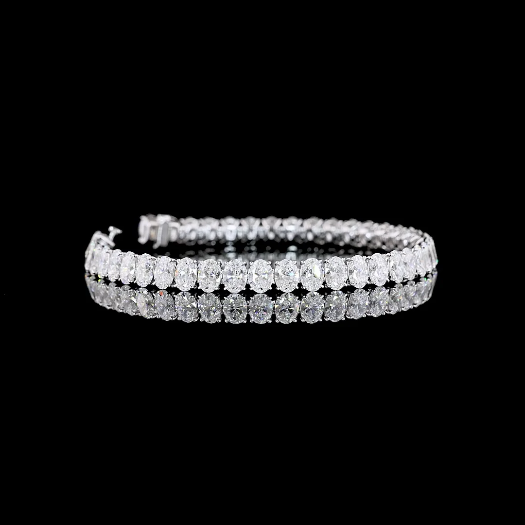 15.01 Cts 14k White Gold Oval Shape Tennis Bracelet - Video