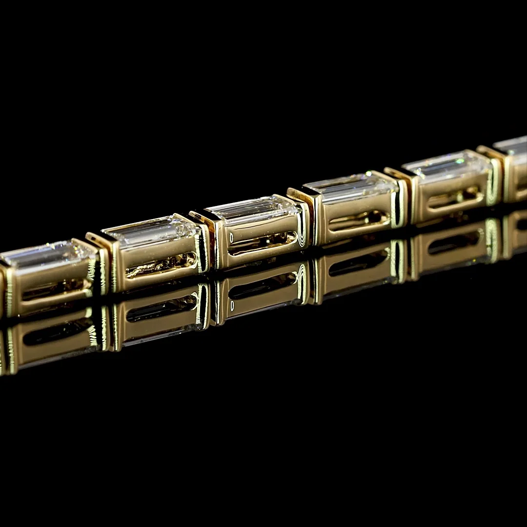 3.12 Cts 14k Yellow Gold Baguette Shape Tennis Bracelet - Image 3