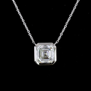 3.06 Cts 14k White Gold Asscher Shape Solitaire Pendant - Image 3