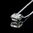 3.06 Cts 14k White Gold Asscher Shape Solitaire Pendant - Image 4