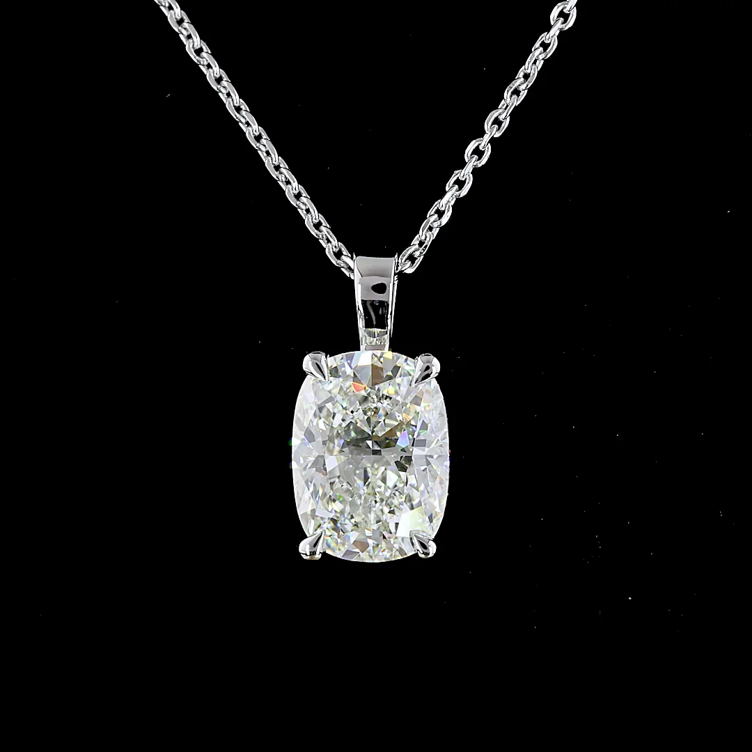1.6 Cts 14k White Gold Cushion Brilliant Shape Solitaire Pendant - Image 3