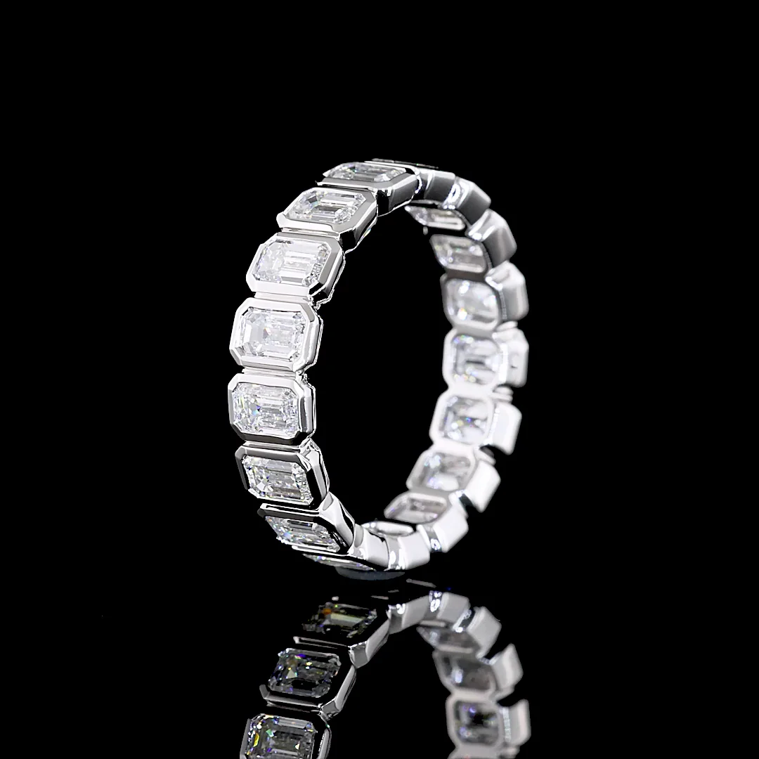 2.69 Cts 14k White Gold Emerald Shape Eternity Band Eternity Band - Image 4