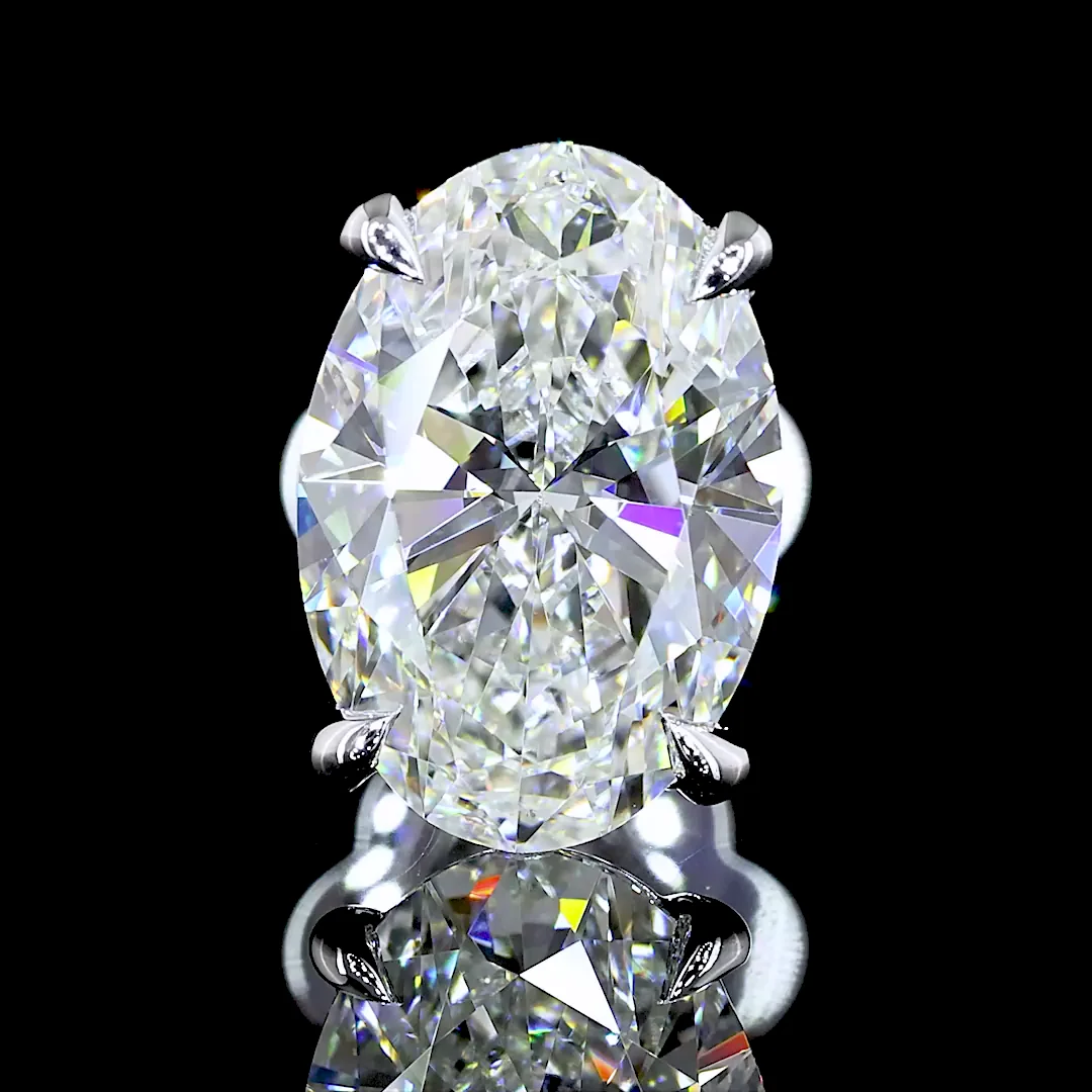 3.07 Cts 14k White Gold Oval Shape Studs Earring - Image 2