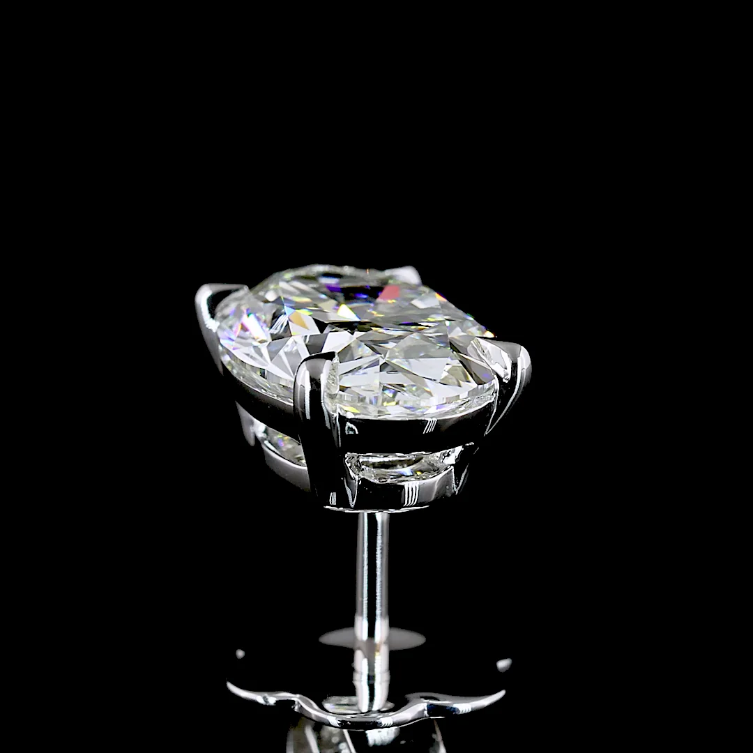 3.07 Cts 14k White Gold Oval Shape Studs Earring - Image 4