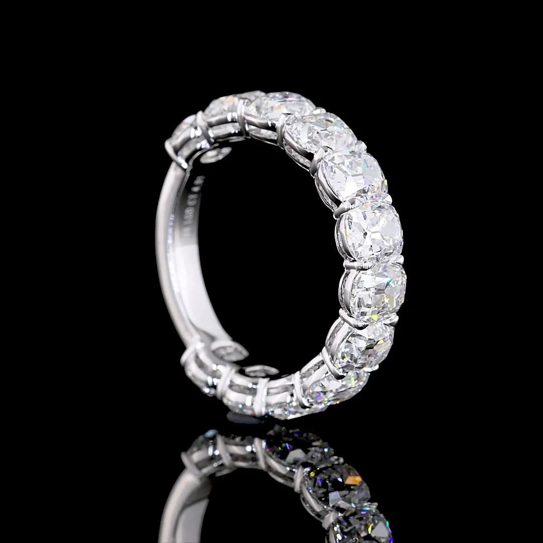 4.91 Cts 14k White Gold Antique Cushion Shape 3/4 Band Eternity Band - Image 2