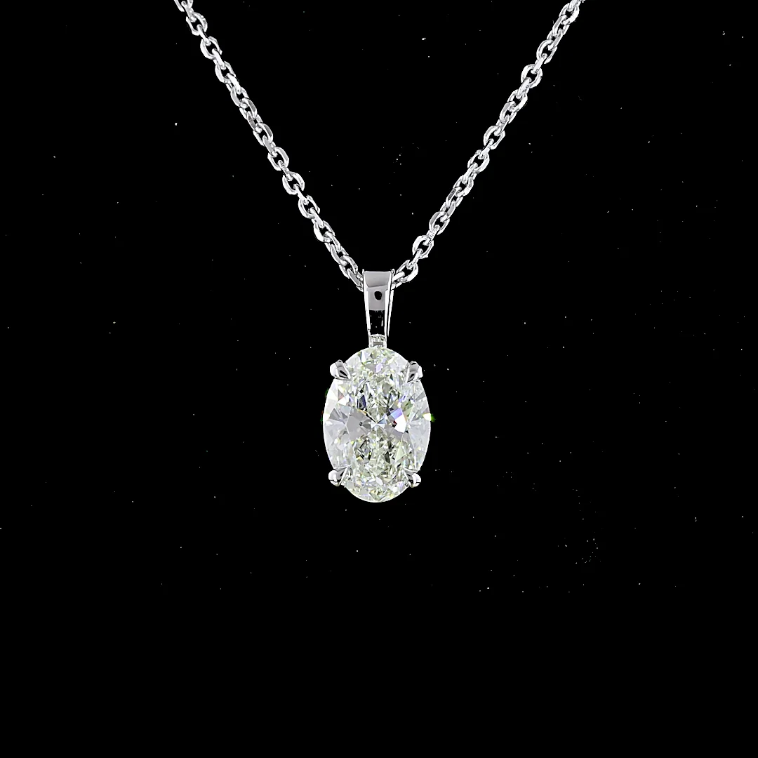 1 Cts 14k White Gold Oval Shape Solitaire Pendant - Image 3
