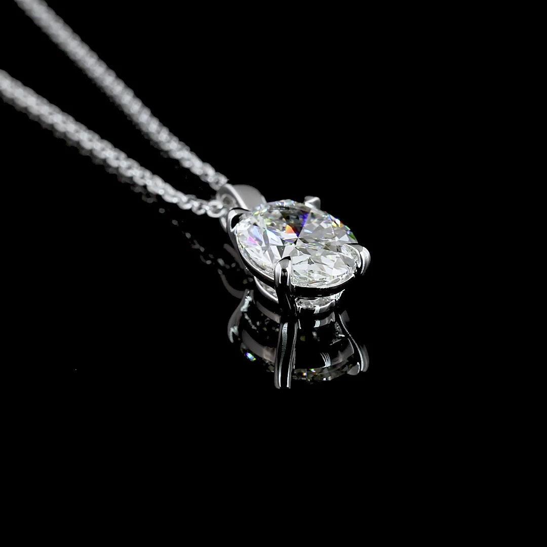 1.54 Cts 14k White Gold Oval Shape Solitaire Pendant - Image 2