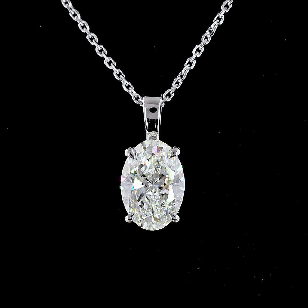 1.54 Cts 14k White Gold Oval Shape Solitaire Pendant - Image 3