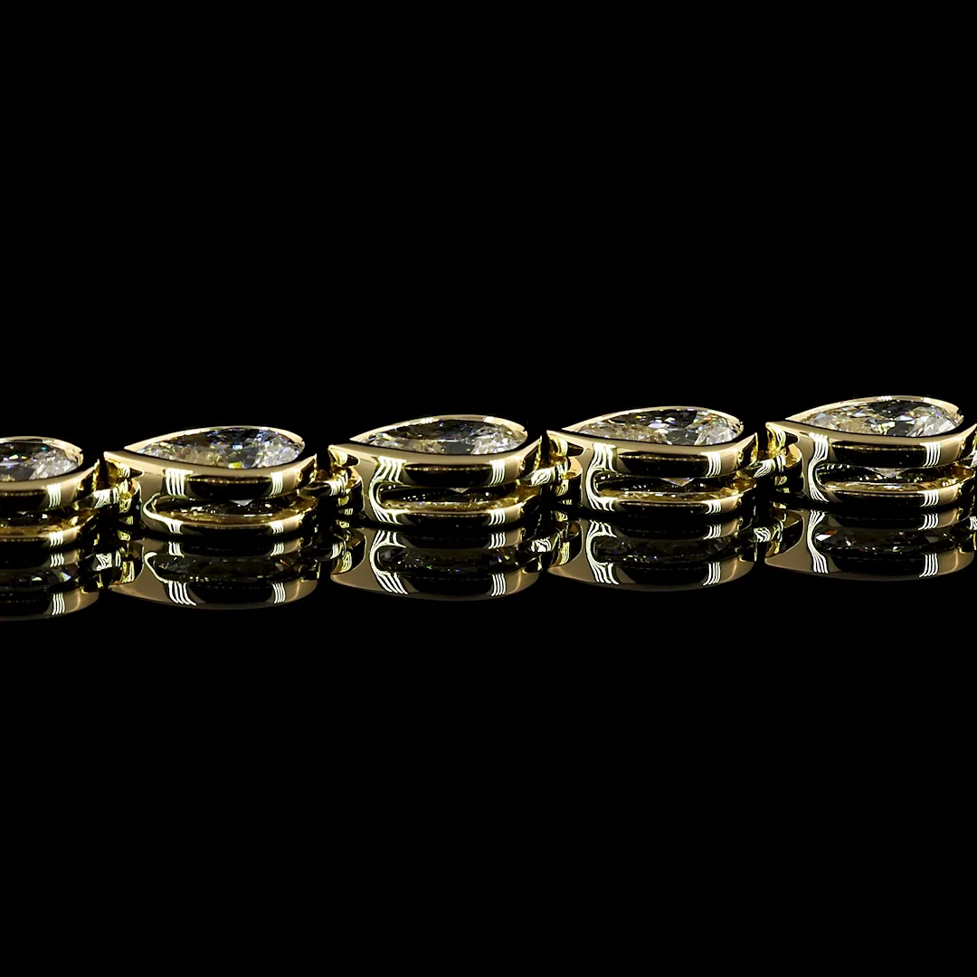 15.39 Cts 14k Yellow Gold Pear Shape Tennis Necklace - Image 4