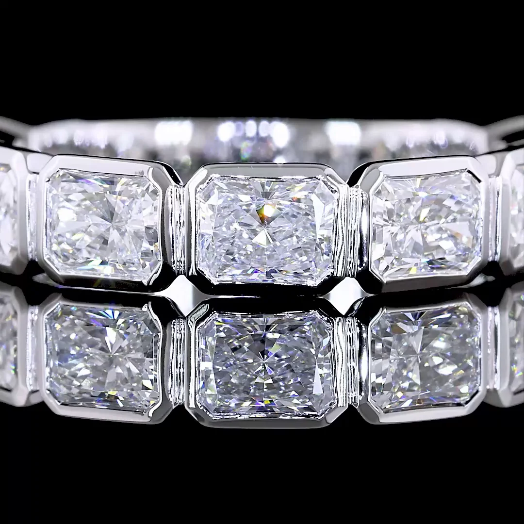 2.37 Cts 14k White Gold Radiant Shape 3/4 Band Eternity Band - Image 3