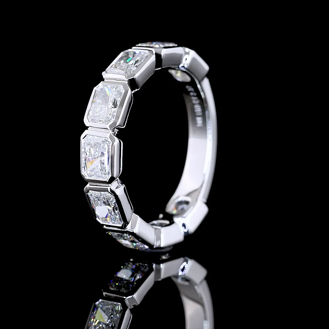 2.37 Cts 14k White Gold Radiant Shape 3/4 Band Eternity Band - Image 4