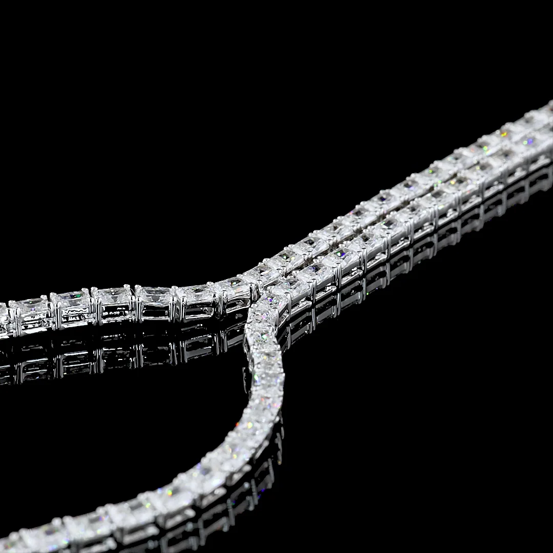 16.15 Cts 14k White Gold Radiant Shape Lariat Necklace - Image 4