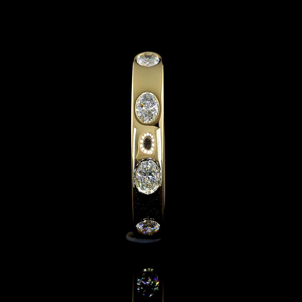 0.59 Cts 14k Yellow Gold Oval Shape 7 Stones Eternity Band - Image 2