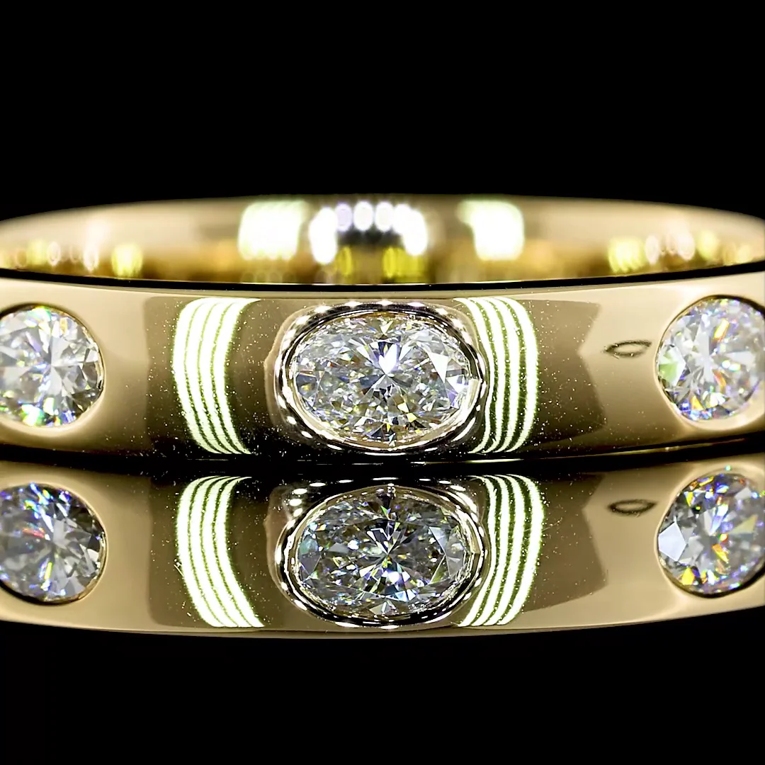 0.59 Cts 14k Yellow Gold Oval Shape 7 Stones Eternity Band - Image 3