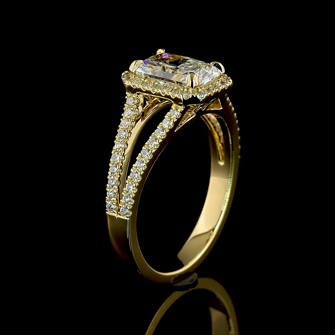 1.9 Cts 14k Yellow Gold Radiant Shape Split Shank Ring - Image 4