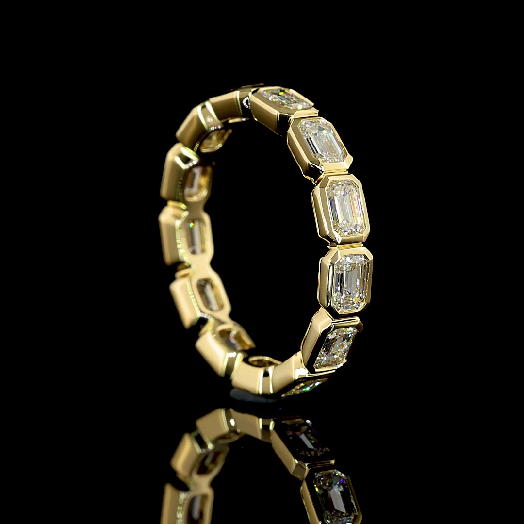 1.94 Cts 14k Yellow Gold Emerald Shape Eternity Band Eternity Band - Image 2