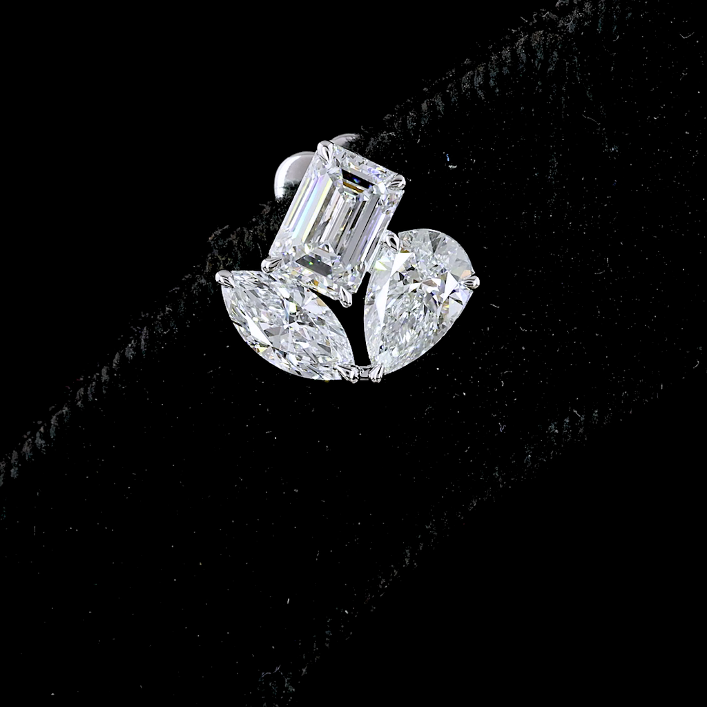 3 Cts 14k White Gold Mix Shape Studs Earring - Image 4
