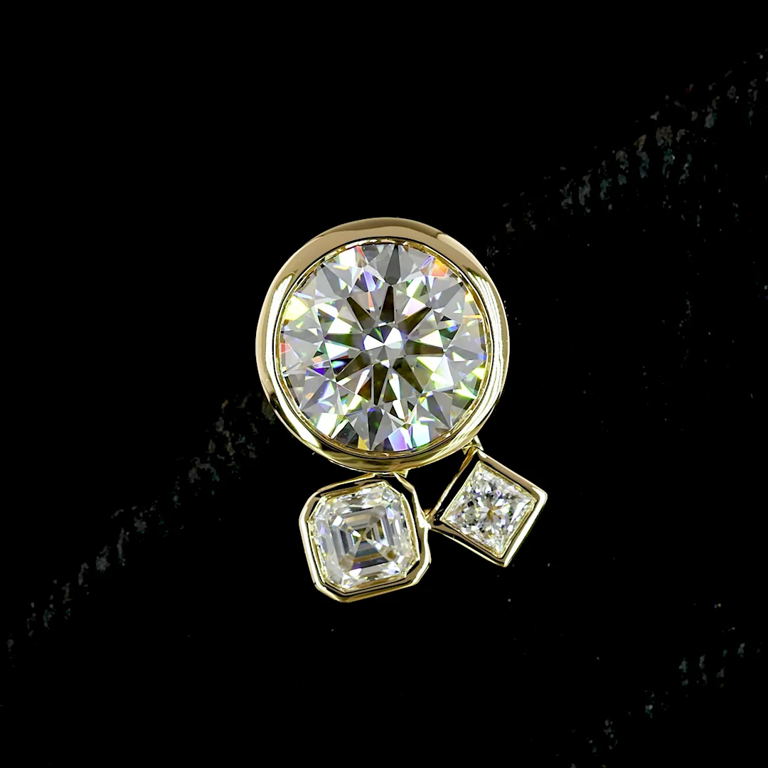 2.76 Cts 14k Yellow Gold Mix Shape Studs Earring - Image 4