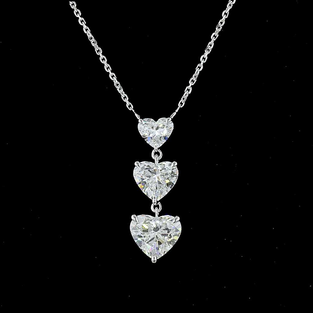 3.01 Cts 14k White Gold Heart Shape Pendant Pendant - Image 3