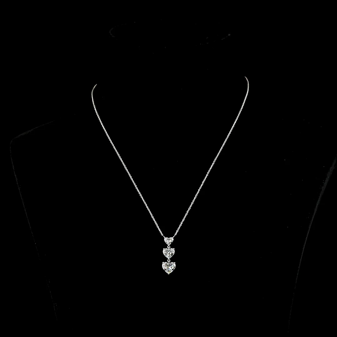 3.01 Cts 14k White Gold Heart Shape Pendant Pendant - Video
