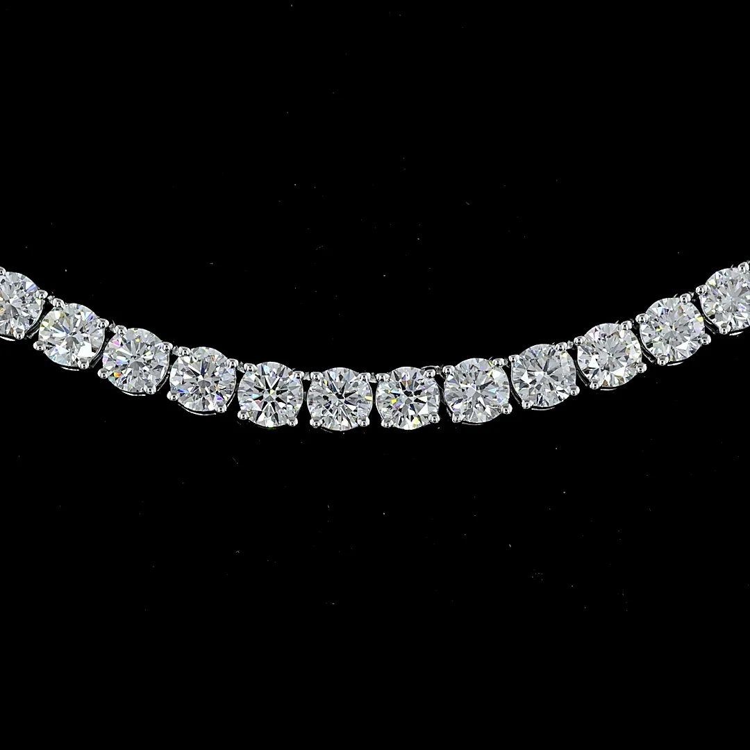 11.24 Cts 14k White Gold Round Shape Tennis Necklace - Image 3