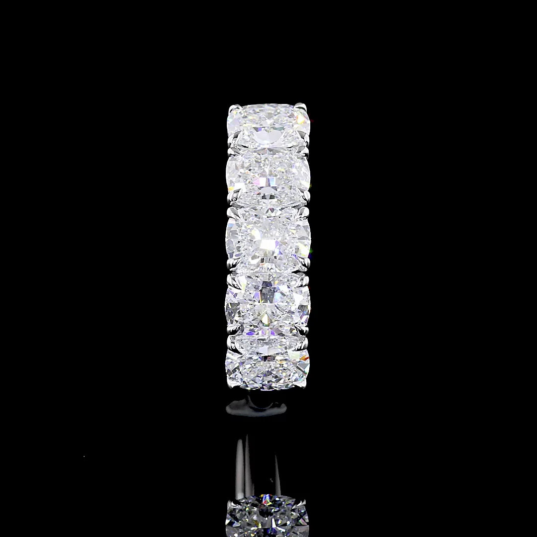 2.52 Cts 14k White Gold Cushion Brilliant Shape 5 Stones Eternity Band - Image 4