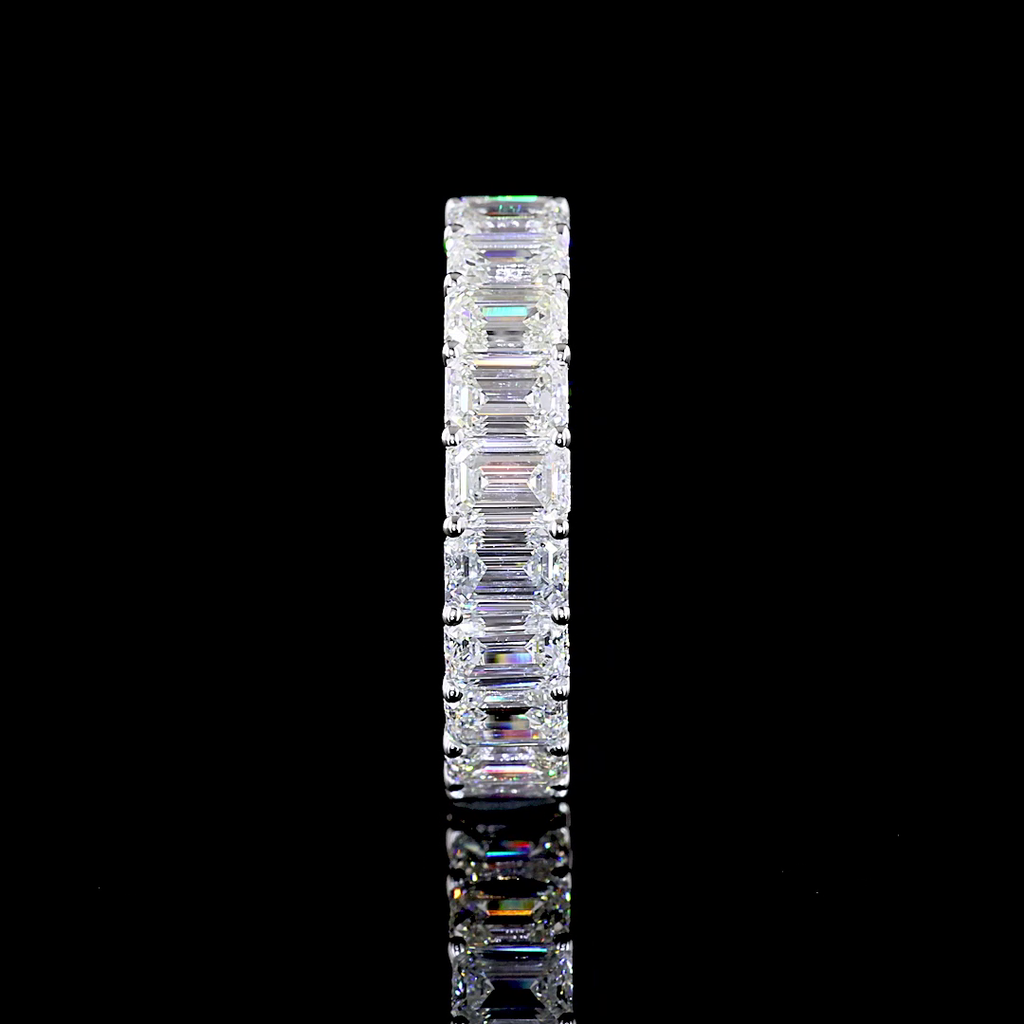 3.5 Cts 14k White Gold Emerald Shape 3/4 Band Eternity Band - Image 4