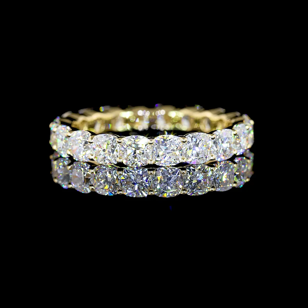 3.3 Cts 14k Yellow Gold Square Cushion Brilliant Shape Eternity Band Eternity Band - Video