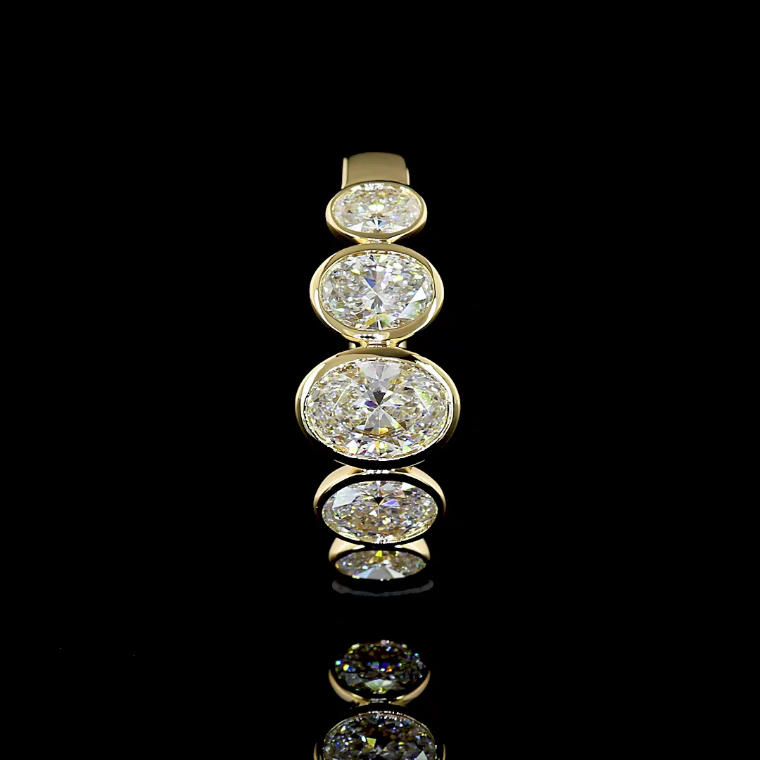 1.37 Cts 14k Yellow Gold Oval Shape 5 Stones Eternity Band - Image 4