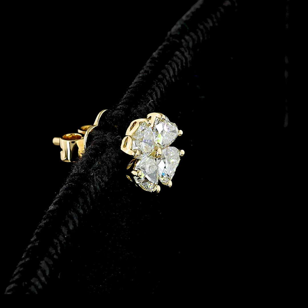 1.13 Cts 14k Yellow Gold Heart Shape Studs Earring - Image 2