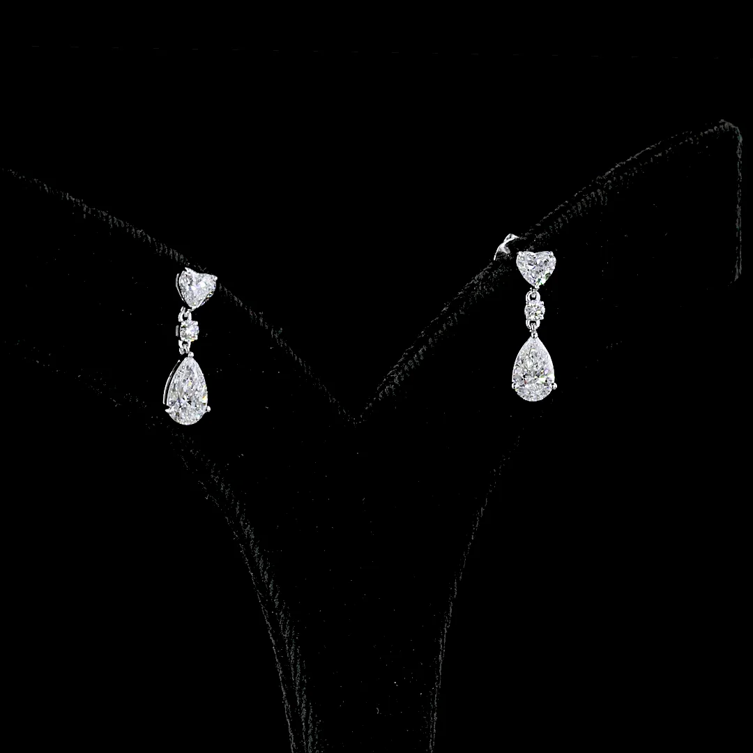 1.72 Cts 14k White Gold Mix Shape Hanging Earring - Video