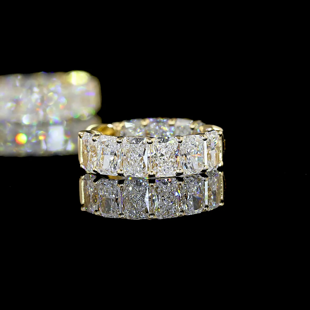 2.89 Cts 14k Yellow Gold Radiant Shape Huggies Earring - Image 4