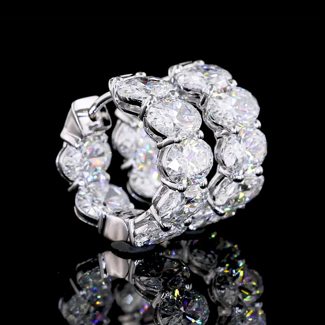 5.1 Cts 14k White Gold Oval Shape Huggies Earring - Video