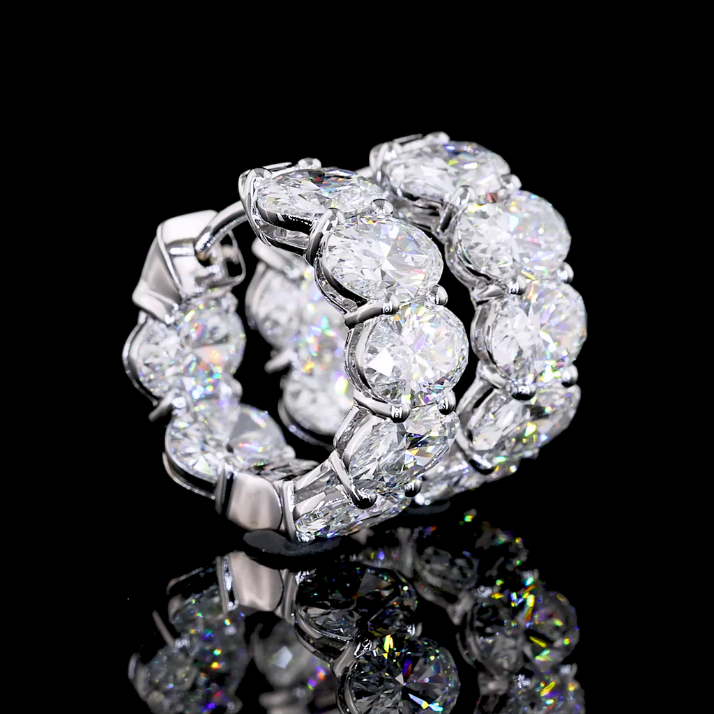 5.1 Cts 14k White Gold Oval Shape Huggies Earring - Video
