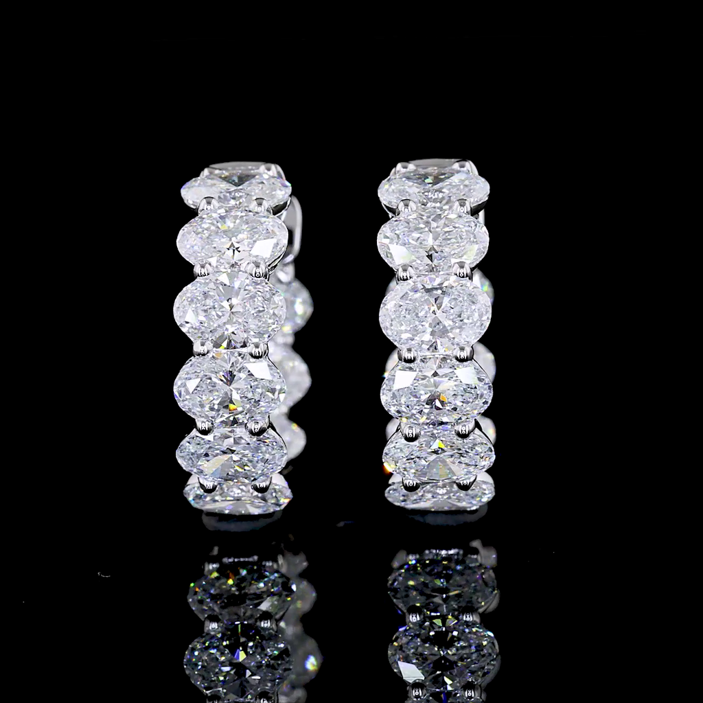 3.03 Cts 14k White Gold Oval Shape Huggies Earring - Image 3