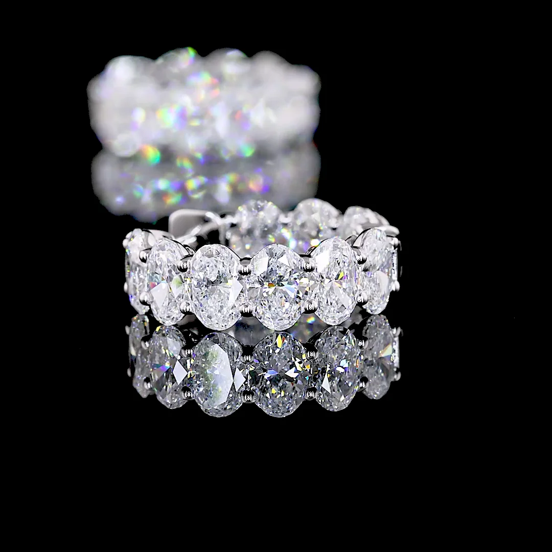 3.03 Cts 14k White Gold Oval Shape Huggies Earring - Image 4