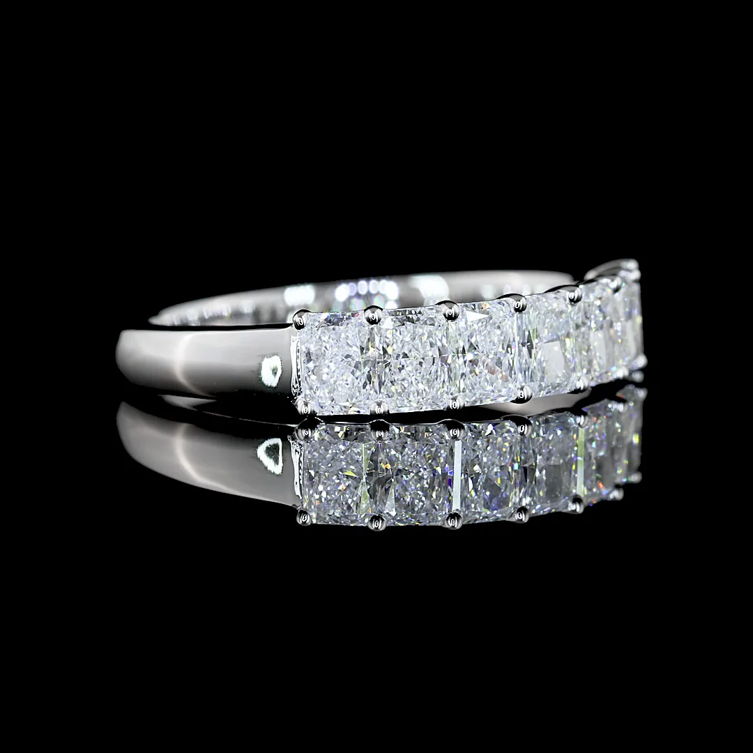 1.03 Cts 14k White Gold Radiant Shape 7 Stones Eternity Band - Image 3