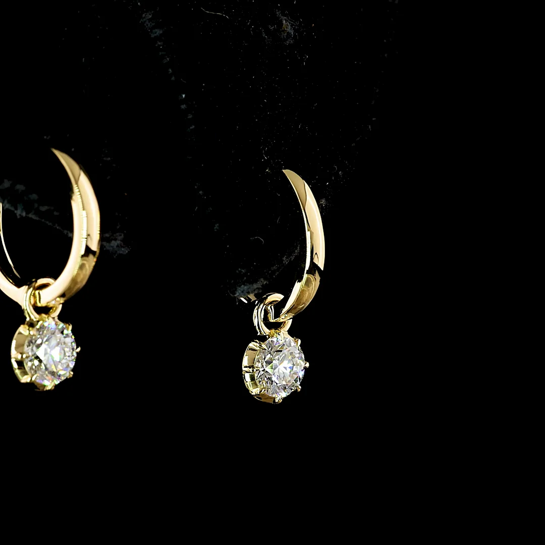 0.5 Cts 14k Yellow Gold Round Shape Hanging Earring - Image 2