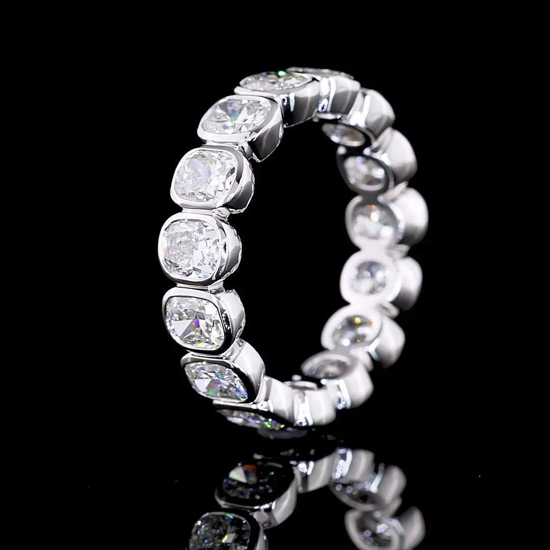 4.08 Cts 14k White Gold Cushion Brilliant Shape Eternity Band Eternity Band - Image 2