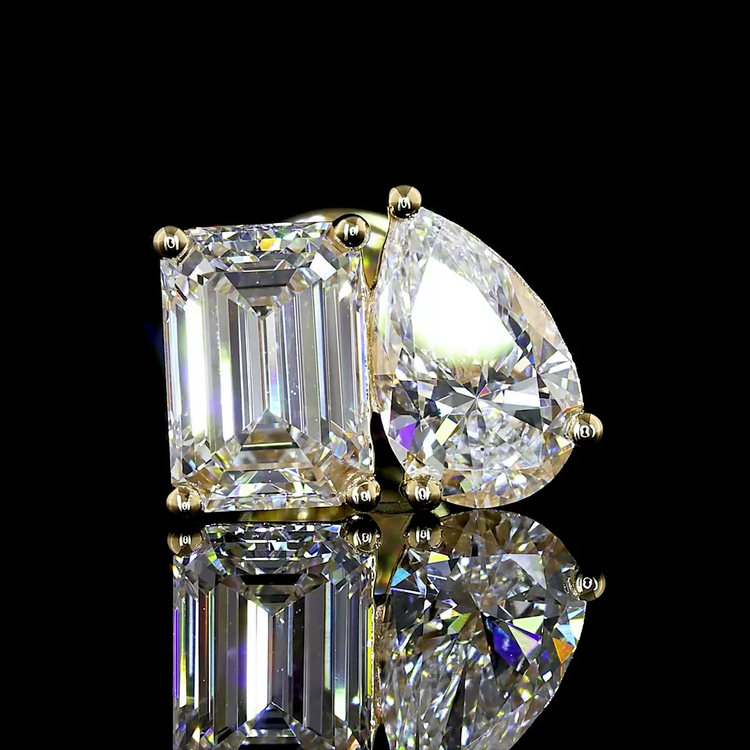 1.68 Cts 14k Yellow Gold Mix Shape Studs Earring - Image 2