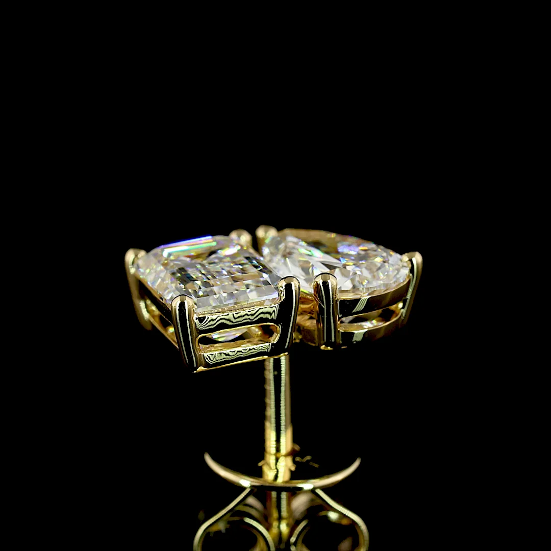 1.68 Cts 14k Yellow Gold Mix Shape Studs Earring - Image 4