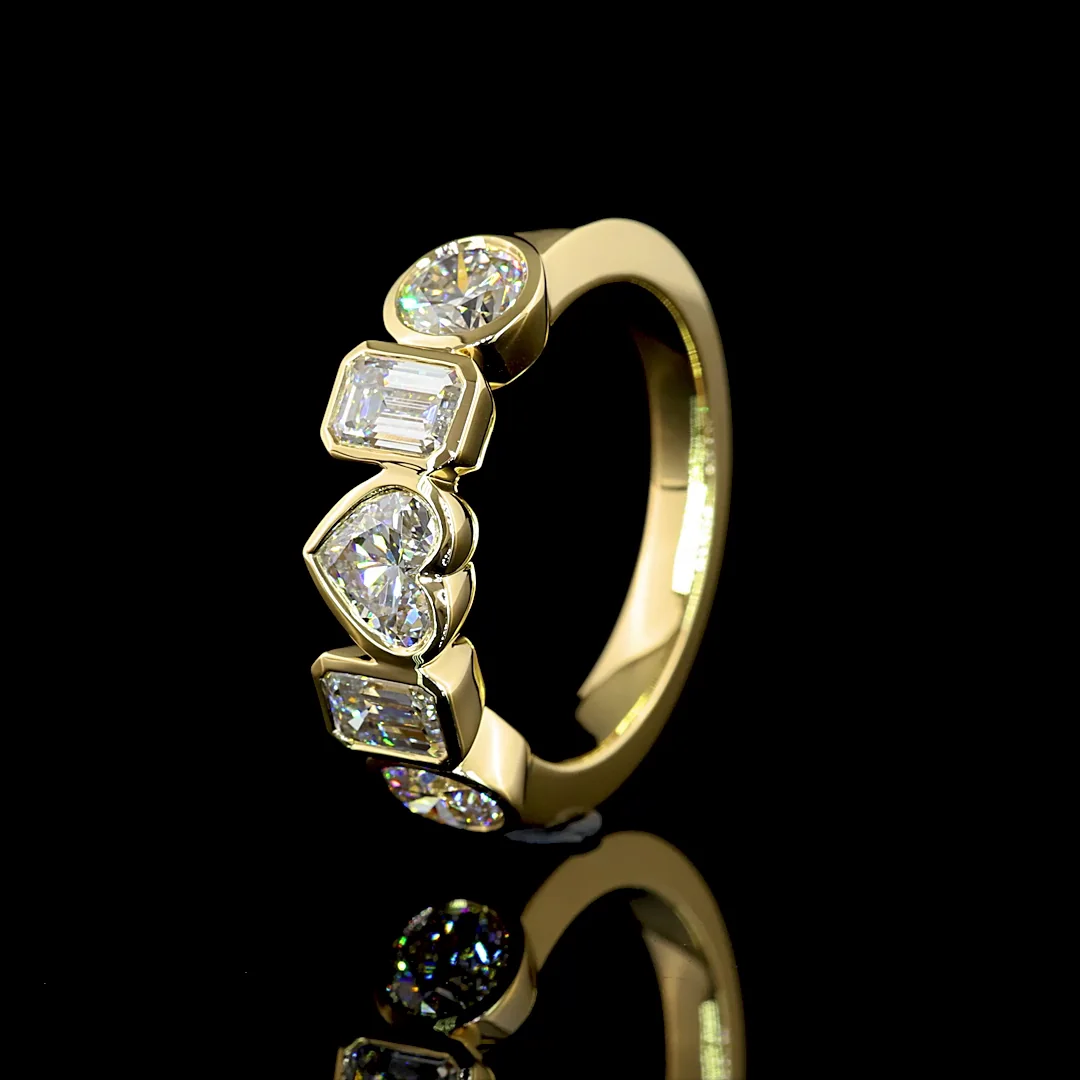 2.07 Cts 14k Yellow Gold Mix Shape 5 Stones Eternity Band - Image 4